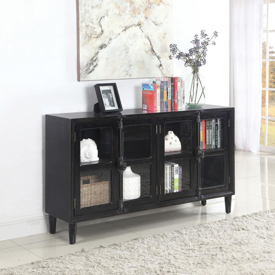 Mapleton - 4-door Accent Cabinet - Black