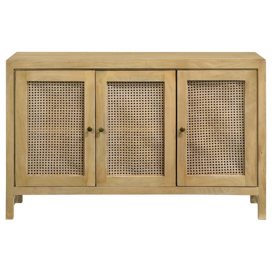 Amaryllis - 3 Woven Cane Doors Accent Cabinet - Light Brown
