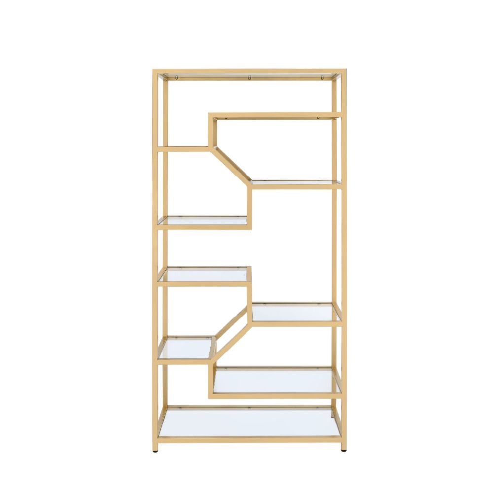Lecanga- Bookshelf - Gold & Clear Glass