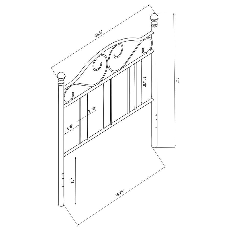 Ellis - Scroll Twin Headboard - Black