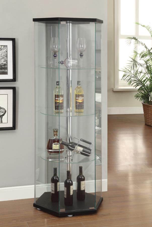 Coaster - 4-shelf Hexagon Shaped Curio Cabinet