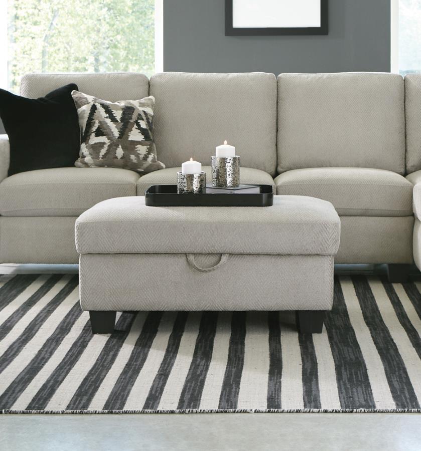 Whitson - Upholstered Storage Ottoman - Pearl Silver