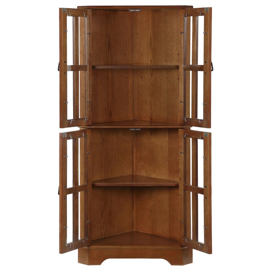 Coreosis - 4-Shelf Corner Curio Cabinet - Brown