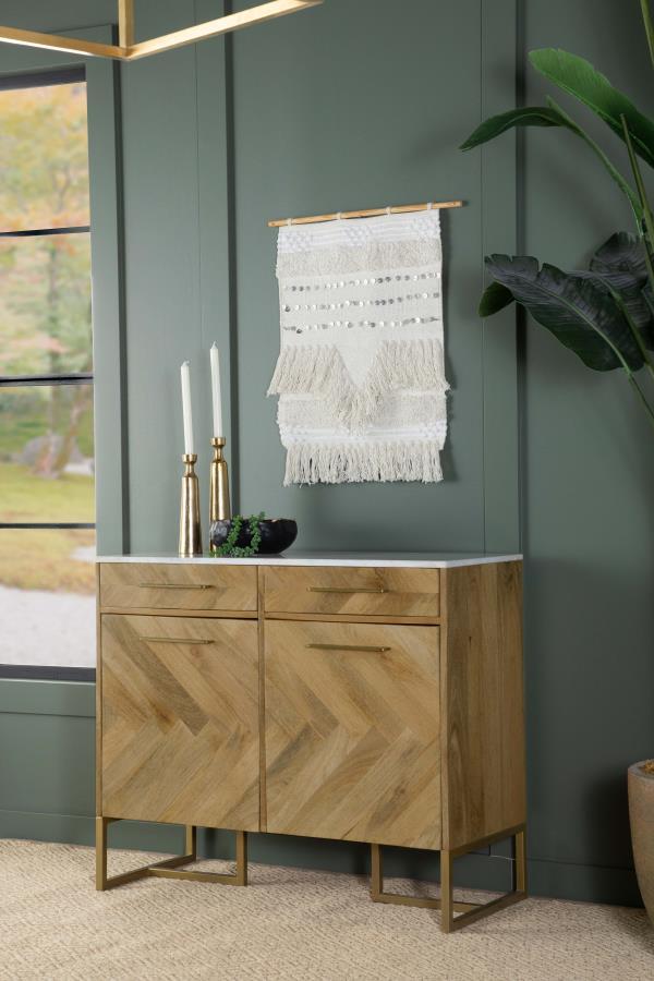 Keaton - 2-door Accent Cabinet With Geometric Patterrn - Light Brown