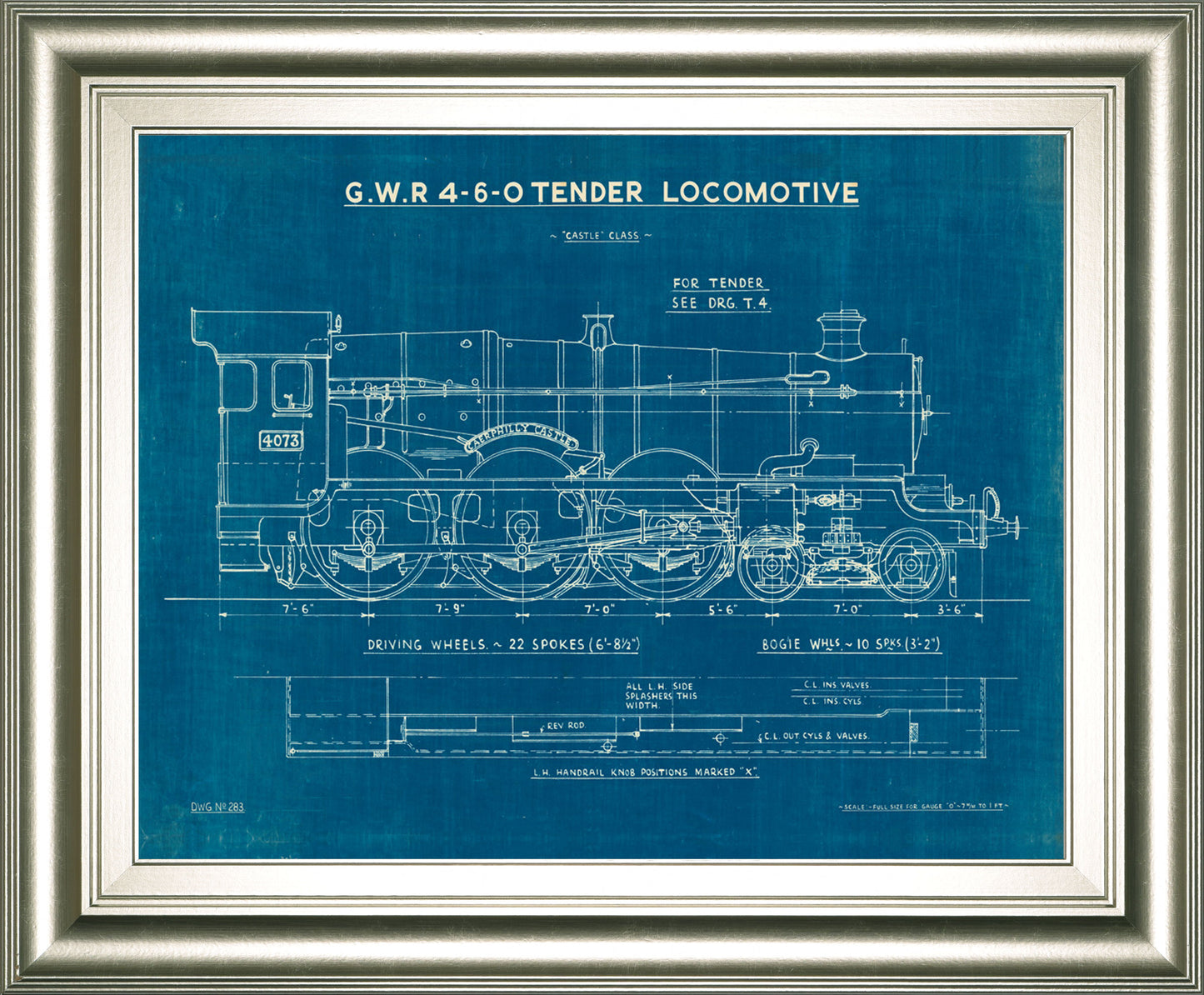 Locomotive Blueprint I By Wild Apple Portfolio - Framed Print Wall Art