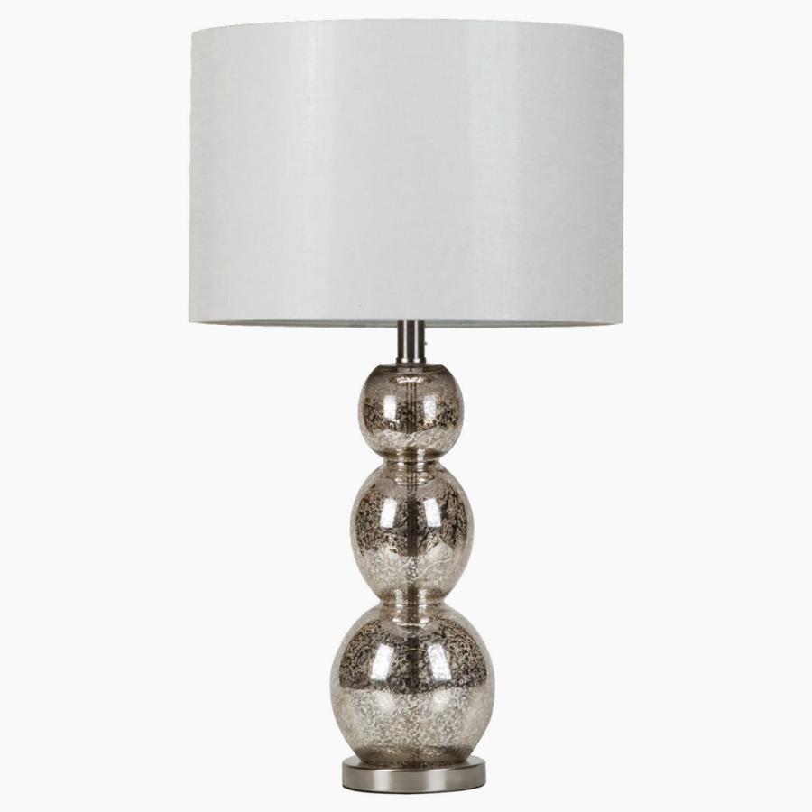 Mineta - Drum Shade Table Lamp With Sphere Base - Pearl Silver