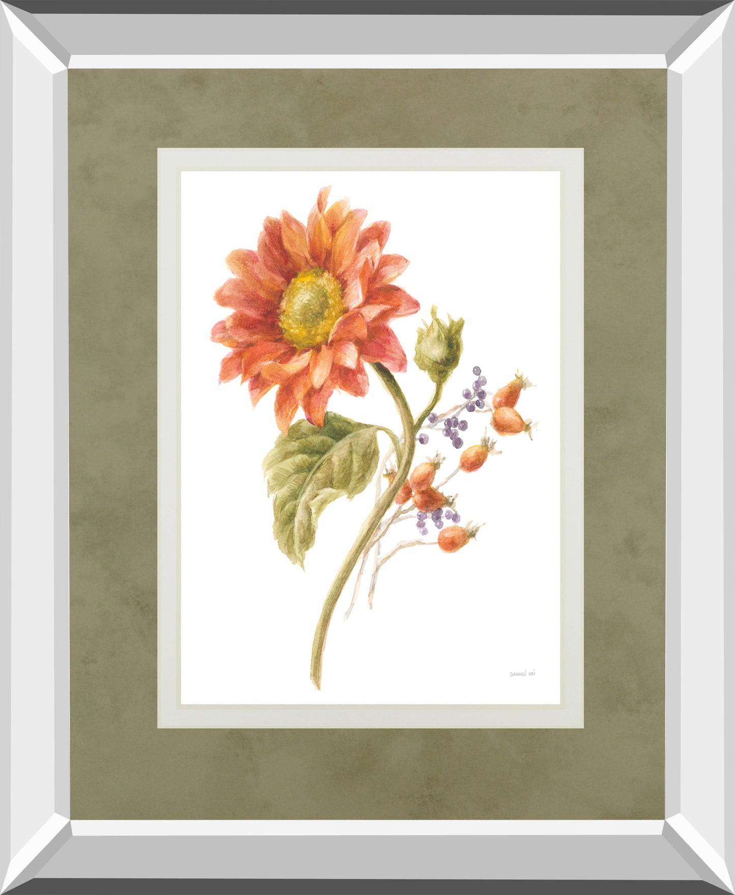 Floursack Autumn II On White By Danhui Nai Mirrored Frame