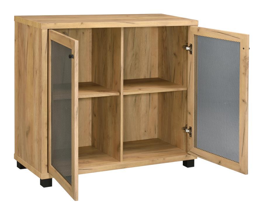 Mchale - Accent Cabinet With Two Mesh Doors - Light Brown