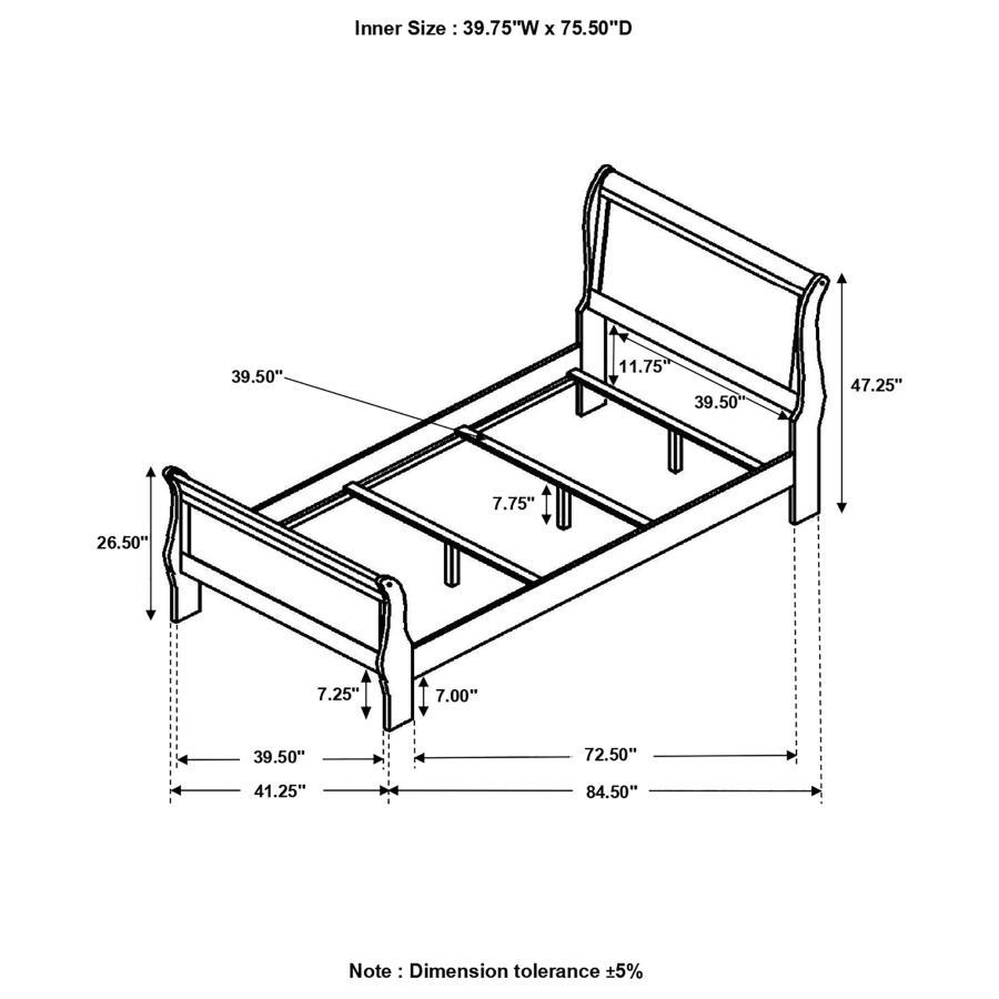 Louis Philippe - Kids & Teens Panel Sleigh Bed
