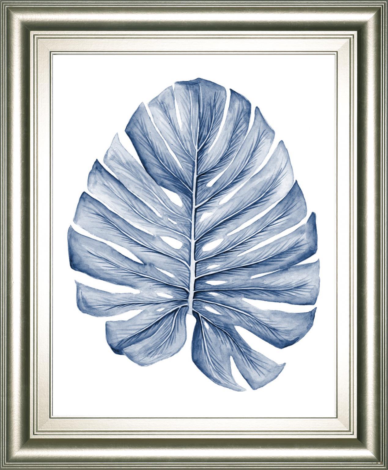 Indigo Tropical Leaves I By Megan Meagher 22x26 - Blue