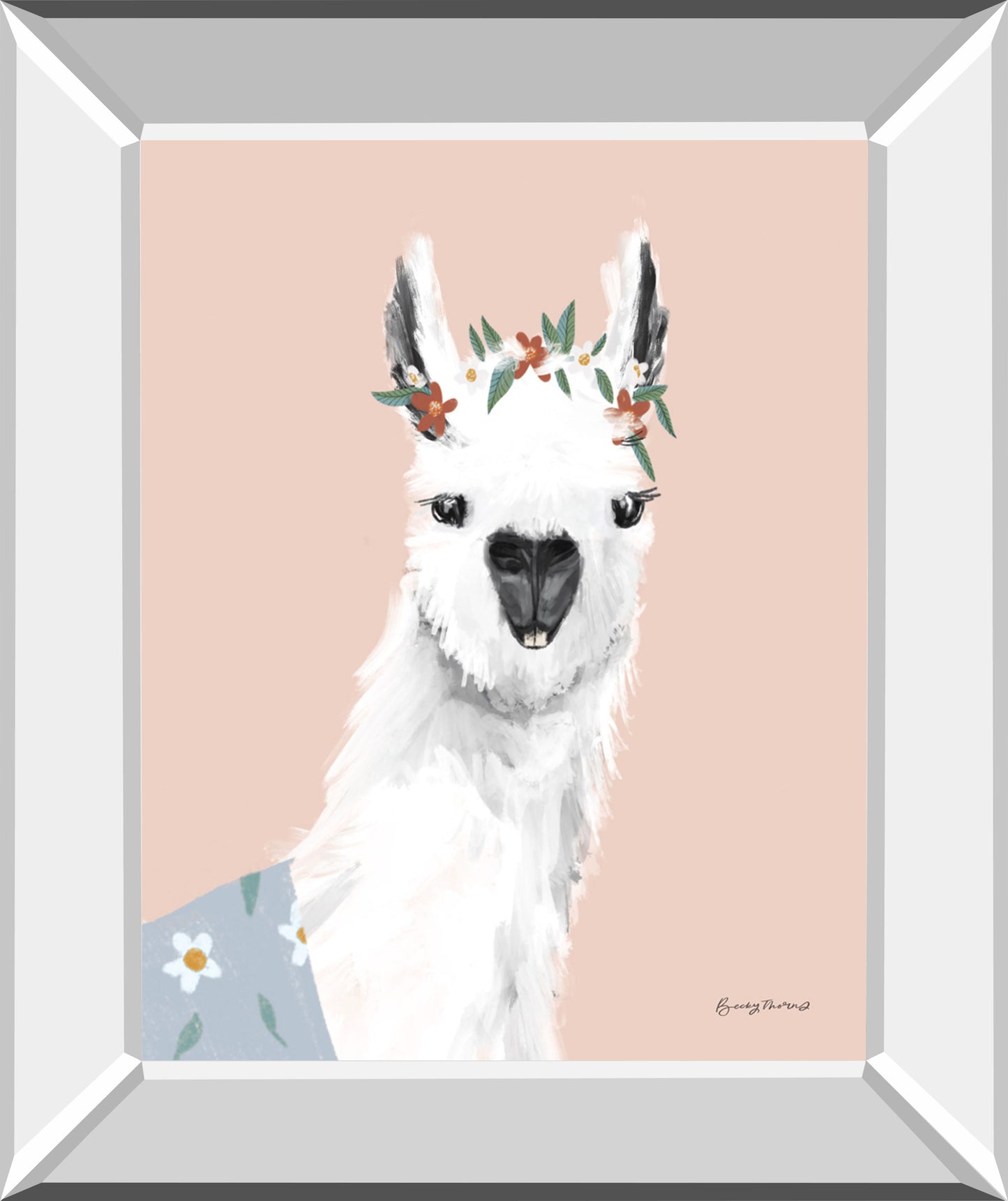 Delightful Alpacas I By Becky Thorns - Mirror Framed Print Wall Art
