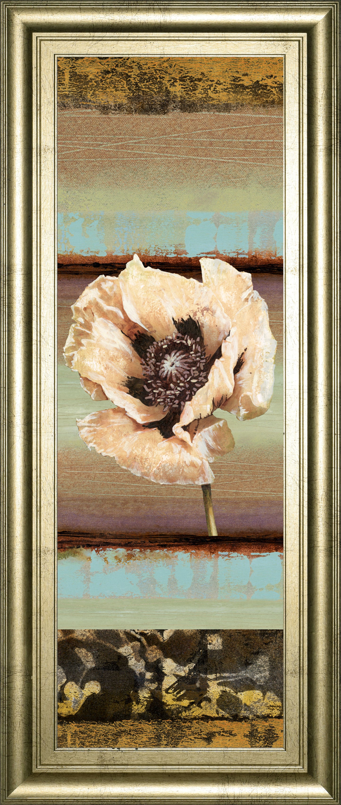 Elemental Poppy I By Selina Werbelow - Framed Print Wall Art - Blue