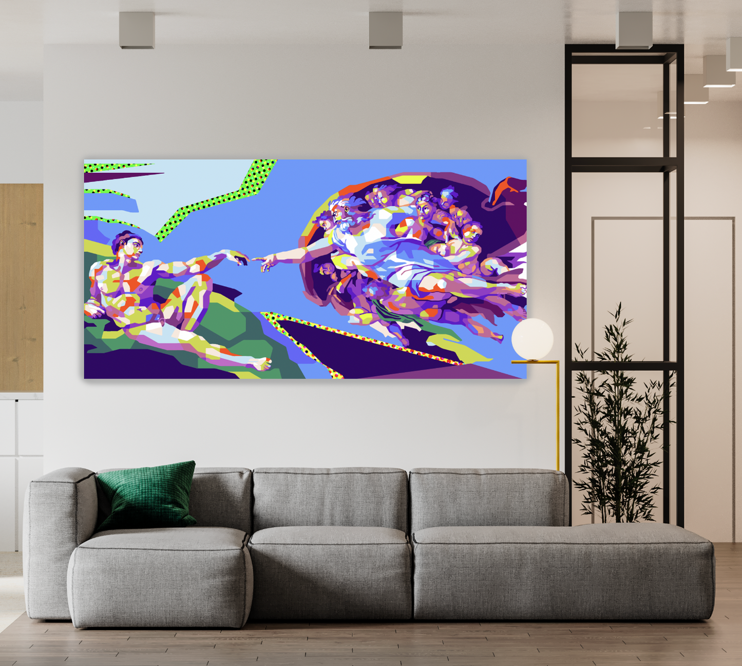 Creation of Adam Modern Tempered Glass Art