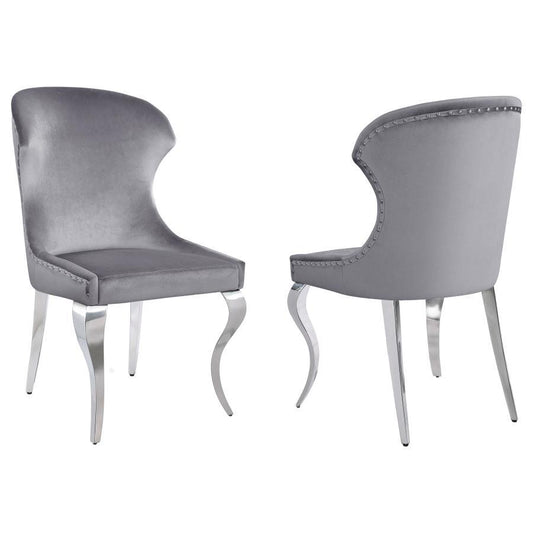 Amma Velvet Side Chair (Set of 2) - Gray