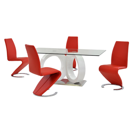 Modway Red White Dining set