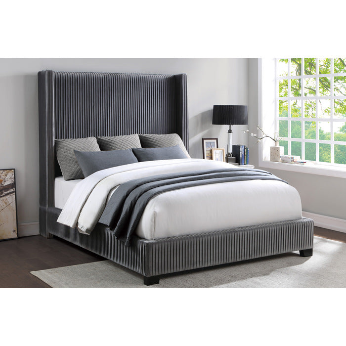 Waldin velvet queen grey bed