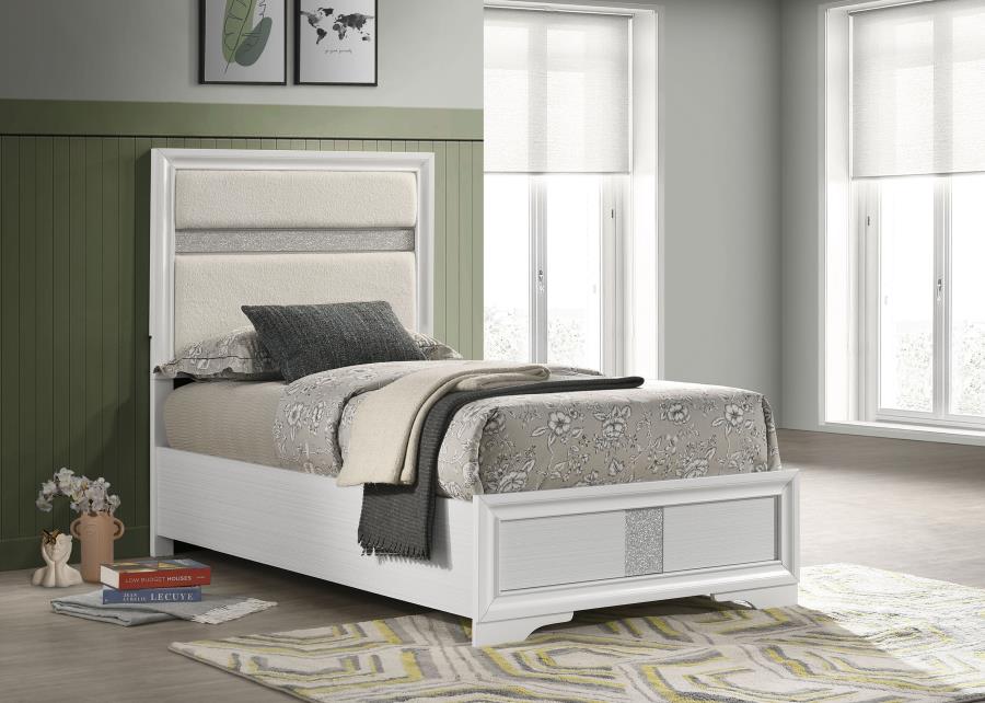 Miranda Boucle Upholstered Twin Panel Bed White