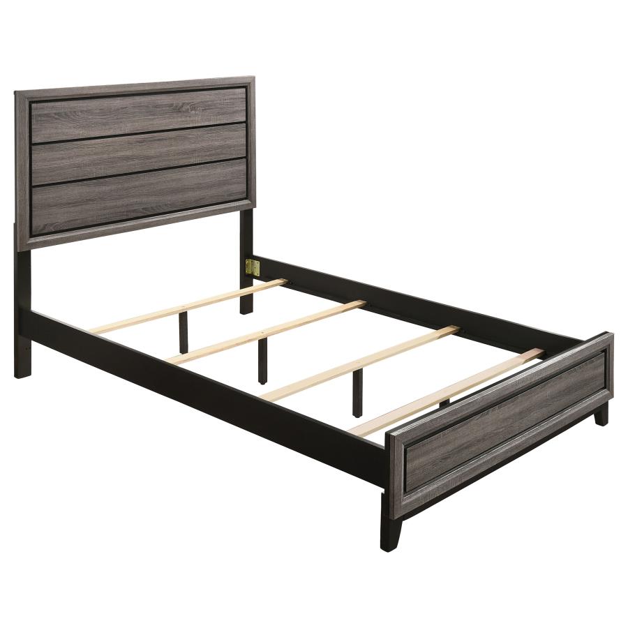 Gray oak and Black Bedroom Set