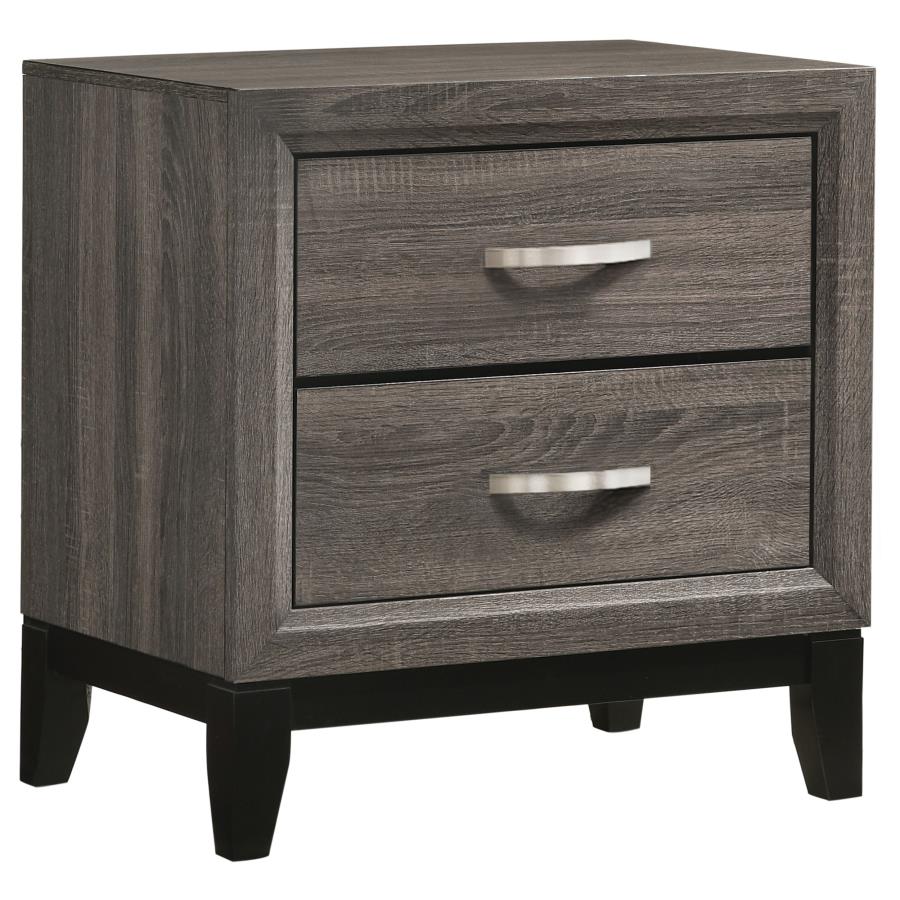 Gray oak and Black Bedroom Set