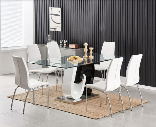 Emera White & Black Dining Set