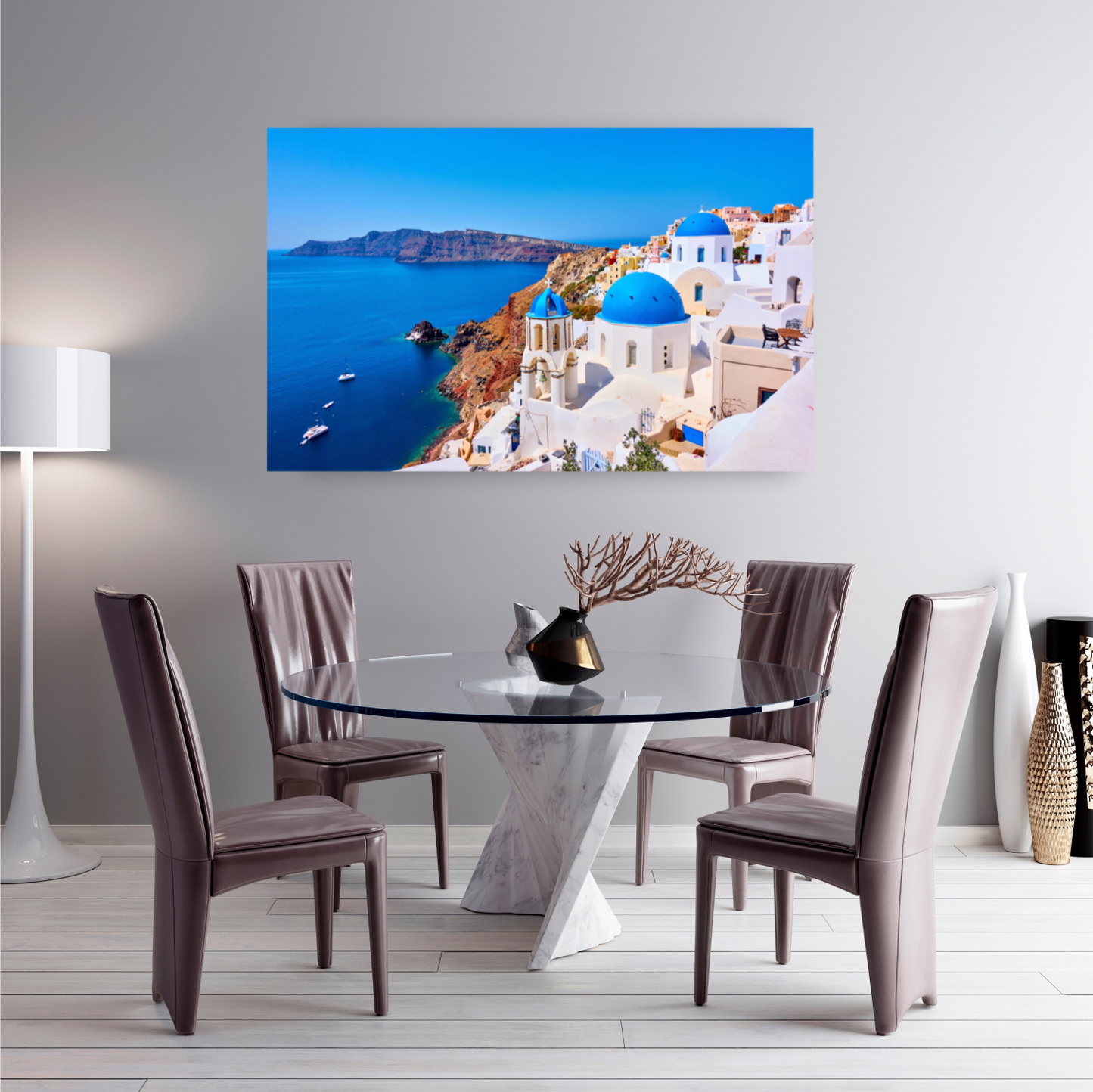 Greece Tempered Glass Wall art