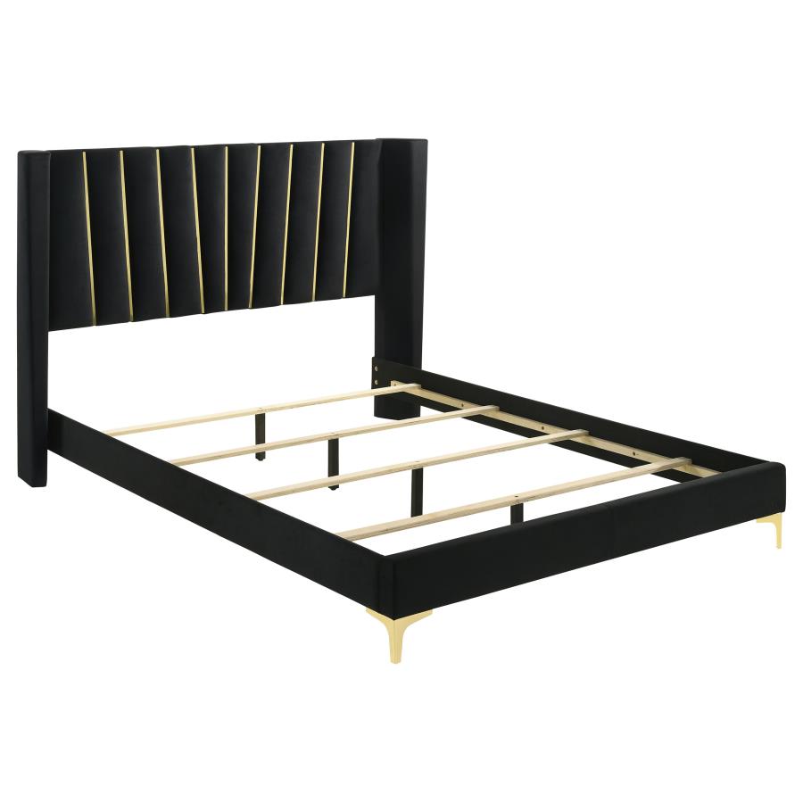 Kendall Upholstered Tufted Panel Bed Black