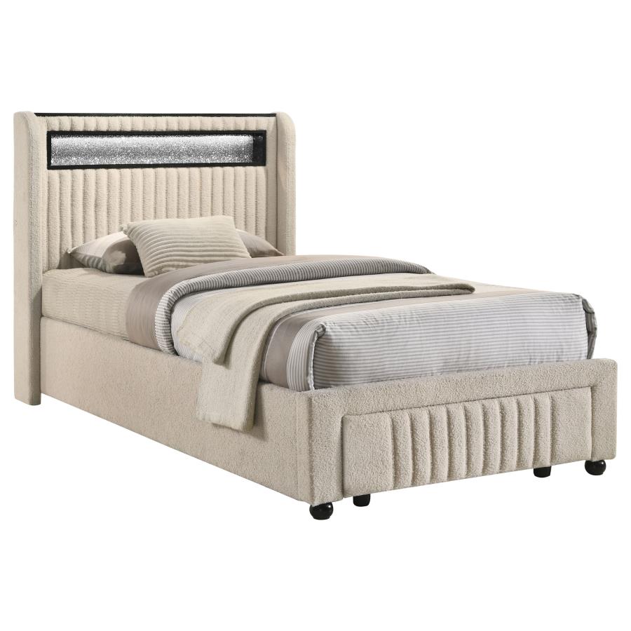 Sherpa Beige Storage Twin Bed