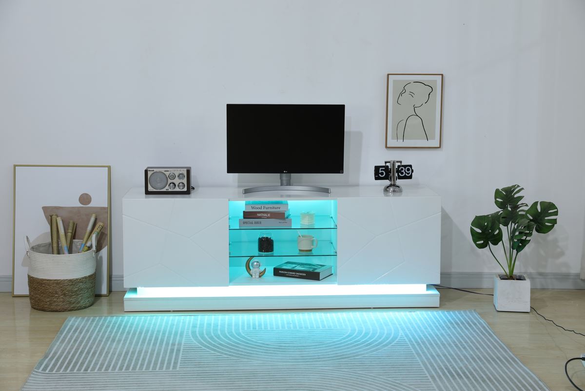 63"W Tula White Led TV stand