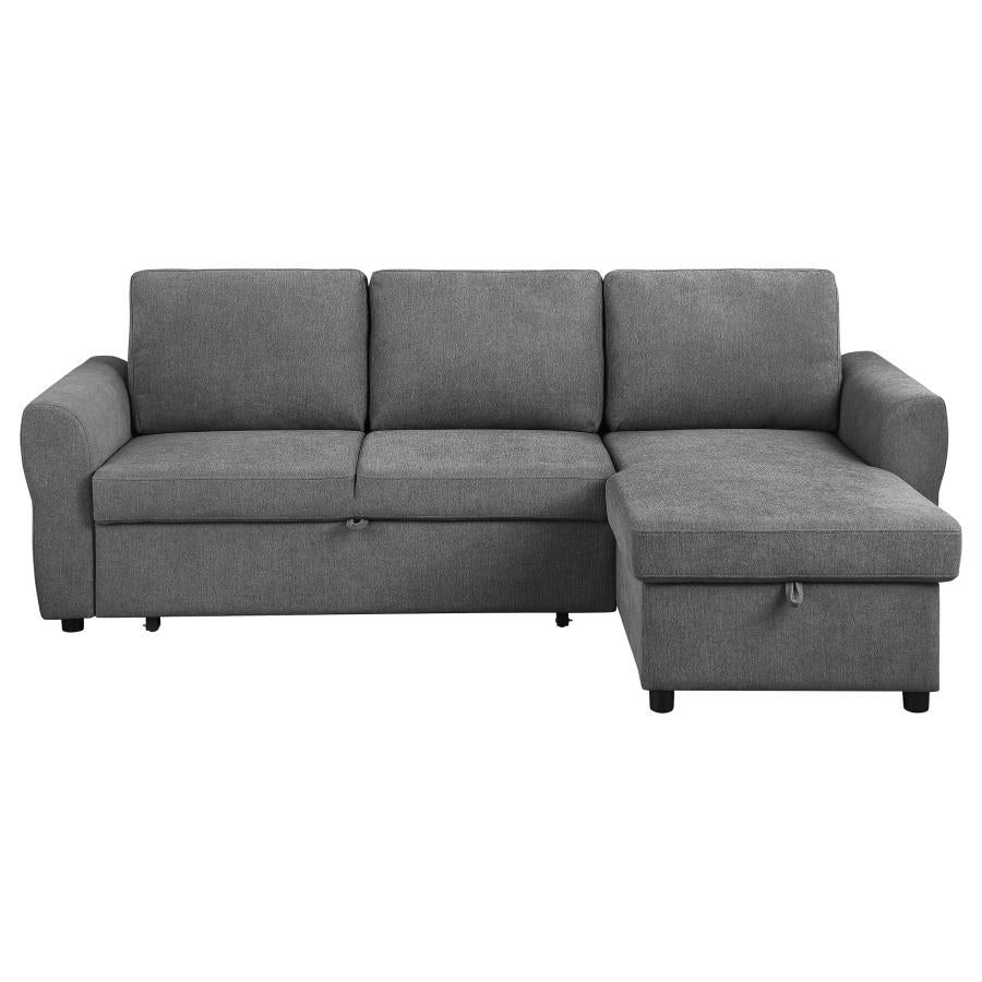 Samantha Upholstered Sleeper Sofa Sectional with Storage Chaise Teal or Grey