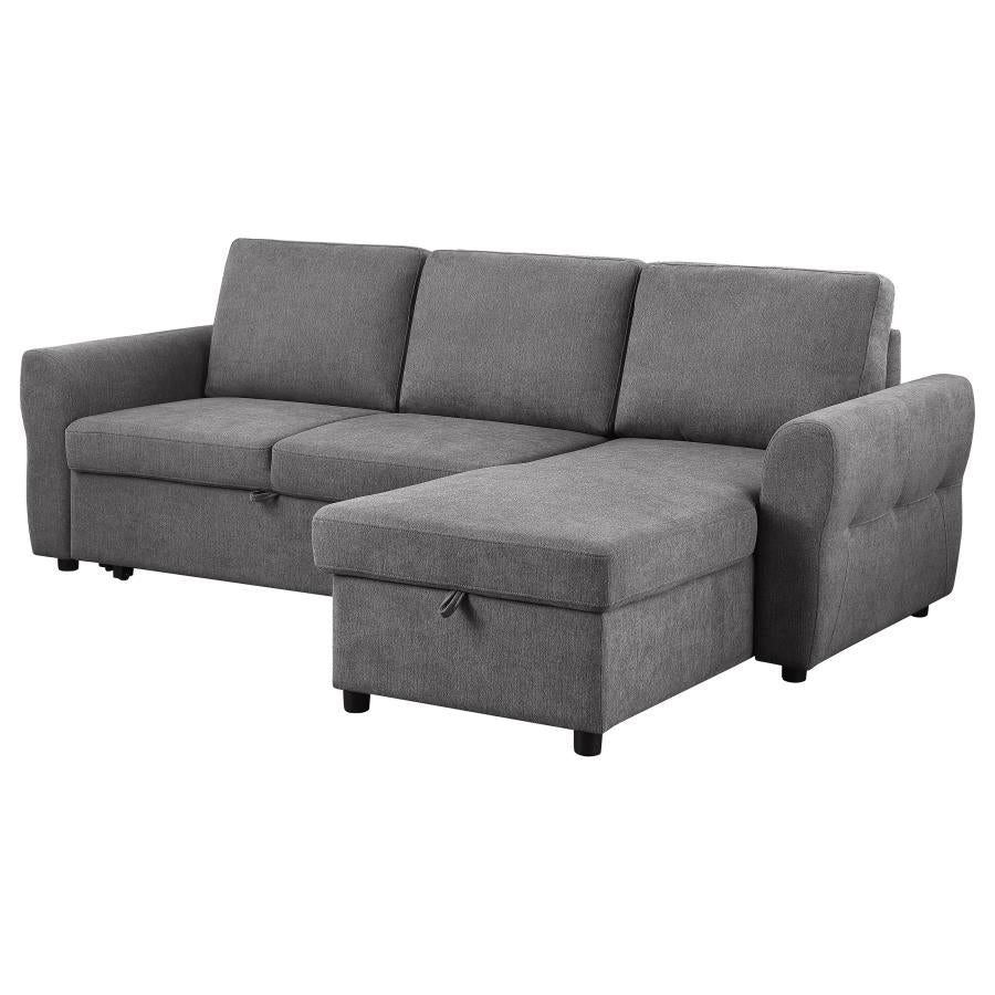 Samantha Upholstered Sleeper Sofa Sectional with Storage Chaise Teal or Grey