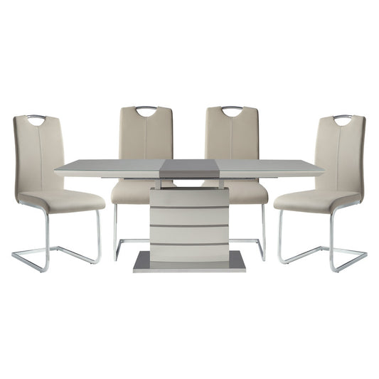 Glissand  - Dining butterfly extension leaf Table 5 Piece Set - Gray-taupe finish