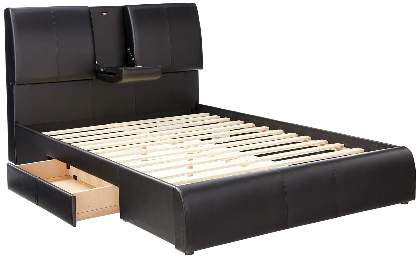 Kofi Black PU leather - Bed w/Storage