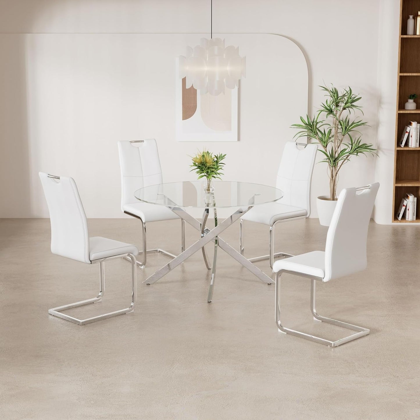 Sensy 5 Piece Chrome Dining Table Set