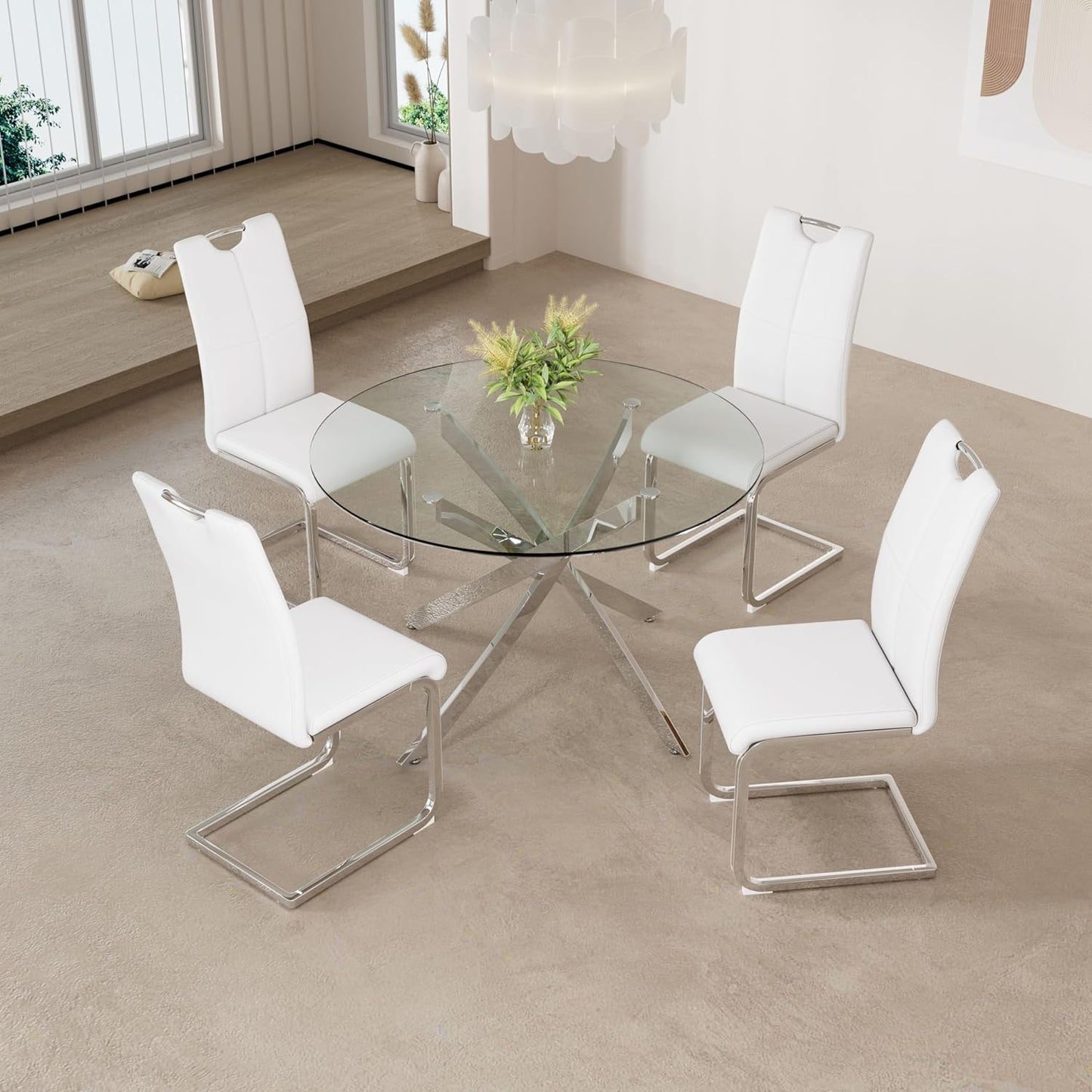 Sensy 5 Piece Chrome Dining Table Set