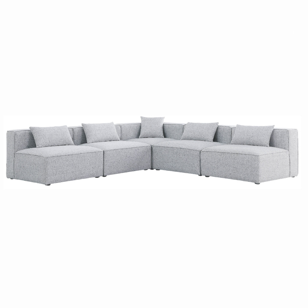 Cube - Modular Sectional 5 Piece - Gray - Fabric - Modern & Contemporary