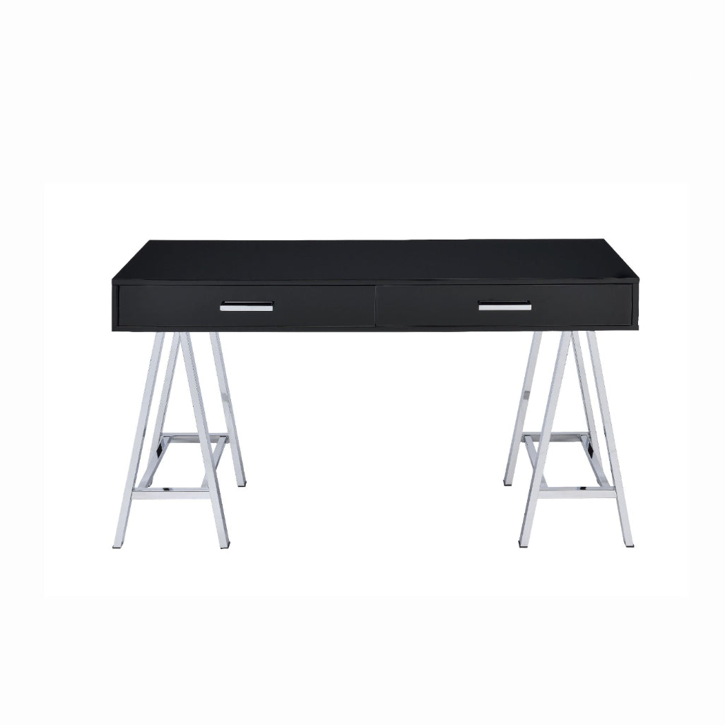 Coleen - Desk - Black High Gloss & Chrome Finish