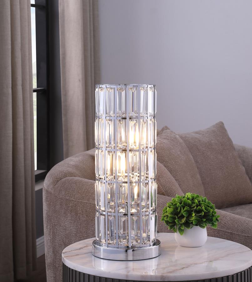 Wanda 20-inch Crystal Shade Bedside Table Lamp Silve