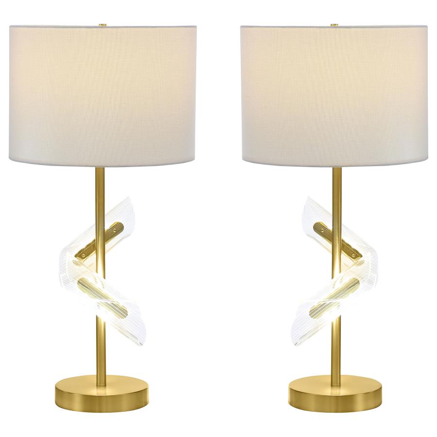 Kingsley 30-inch Drum Shade Table Lamp Gold (Set of 2)