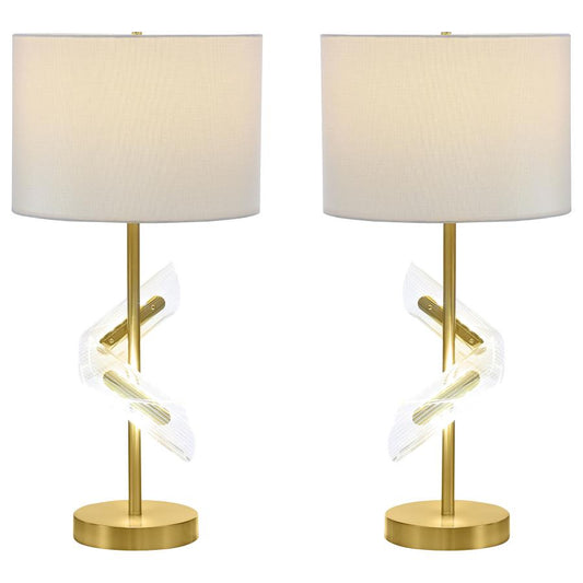 Kingsley 30-inch Drum Shade Table Lamp Gold (Set of 2)