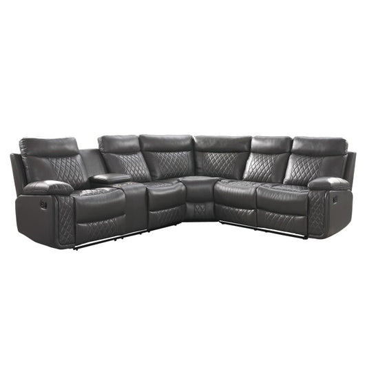 Maeko - Sectional Sofa Recliner - Dark Gray Faux leather charcoal