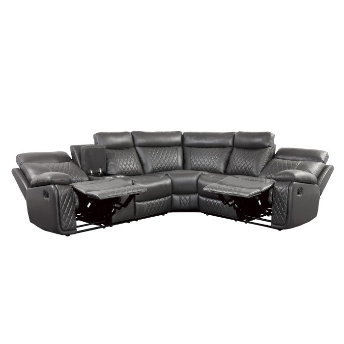 Maeko - Sectional Sofa Recliner - Dark Gray Faux leather charcoal