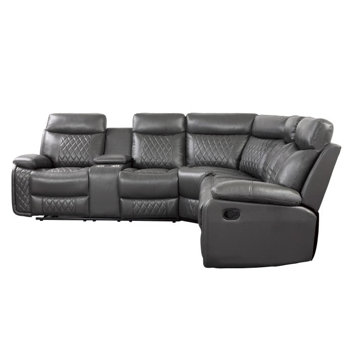 Maeko - Sectional Sofa Recliner - Dark Gray Faux leather charcoal