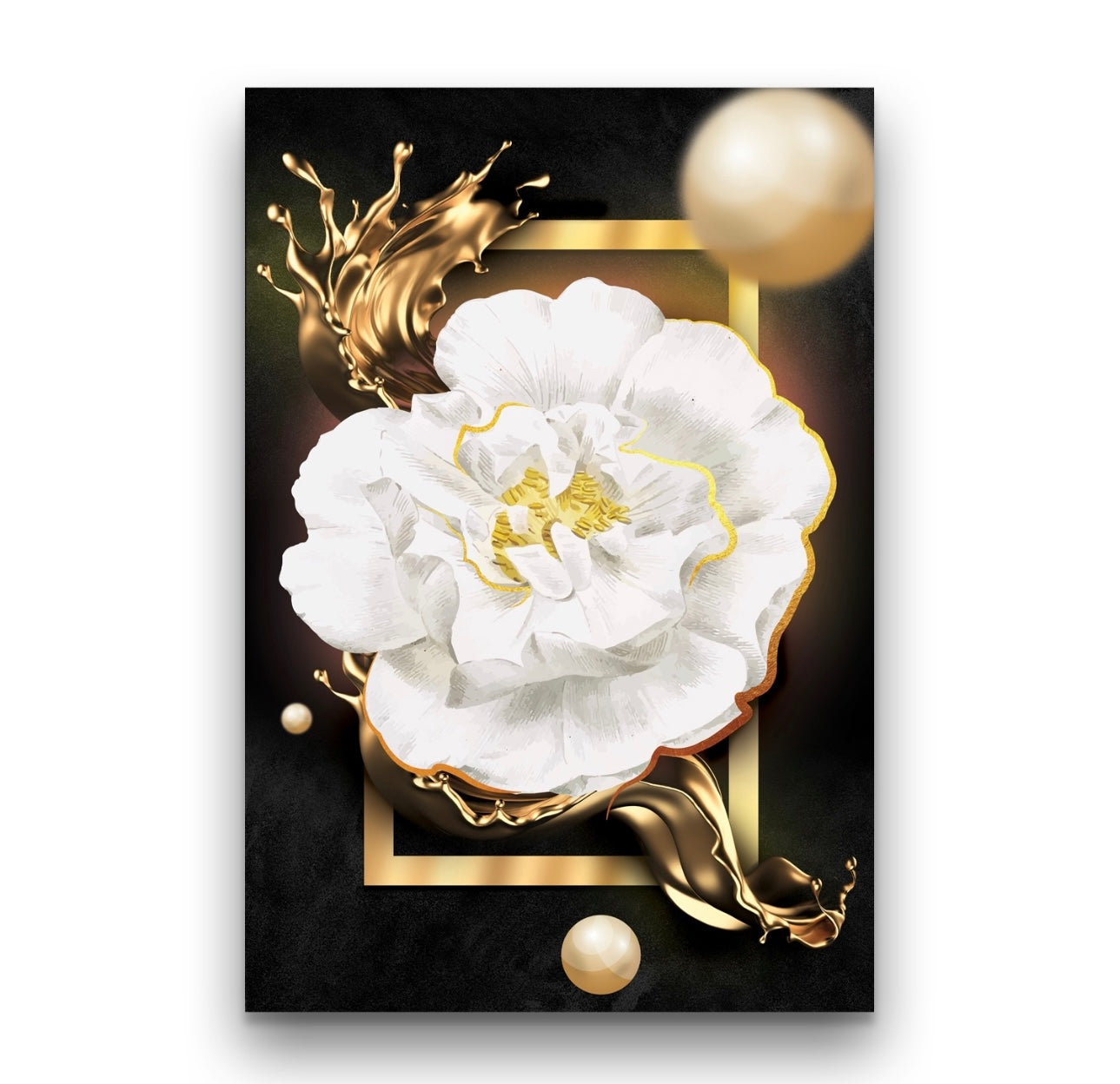 White flower tempered glass wall art