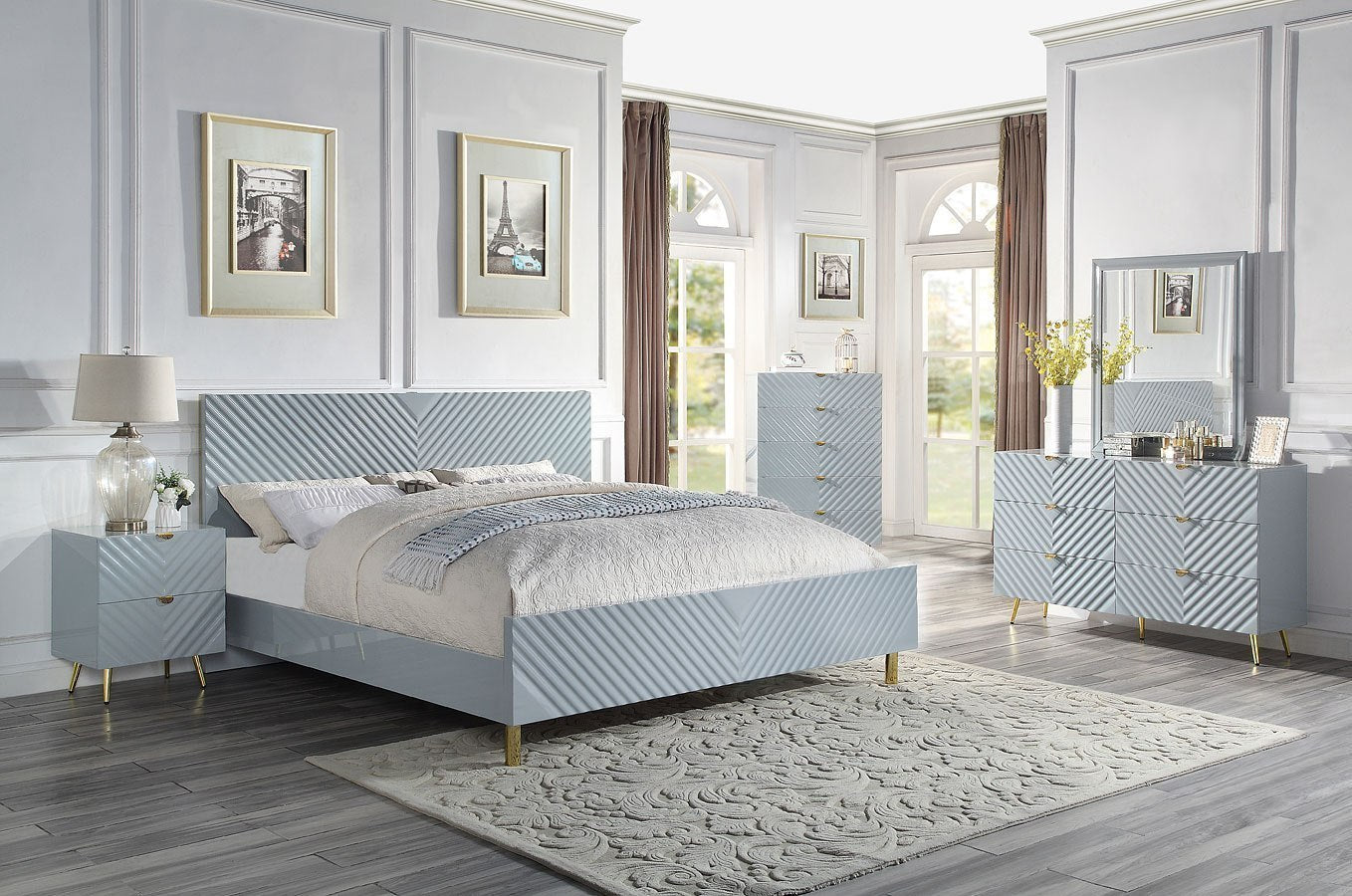 Gaines High Gloss Finish Bed