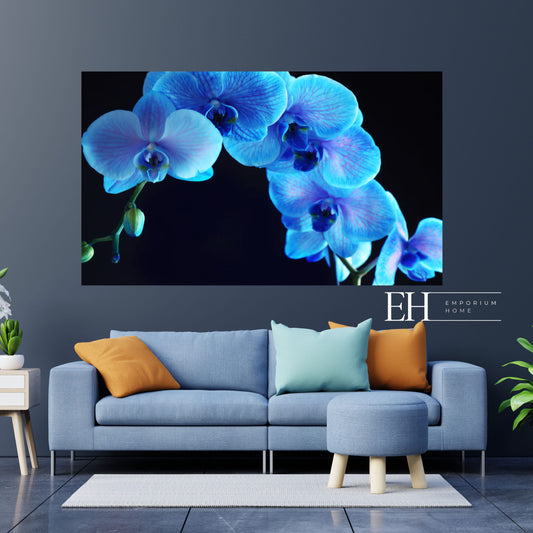 Blue Orchid Tempered Glass Wall Art