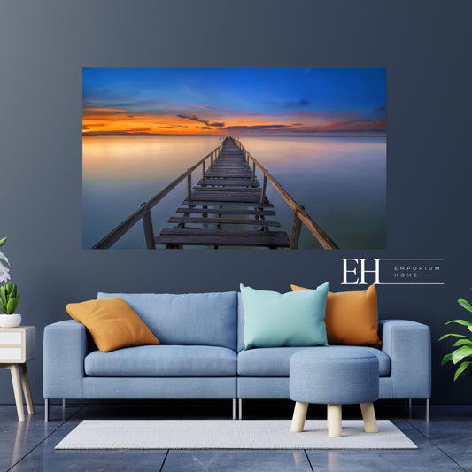 Sunset Bridge Tempered Glass Wall Art