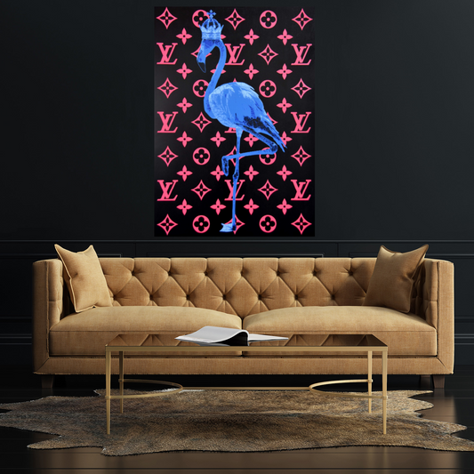 LV flamingo tempered glass wall art