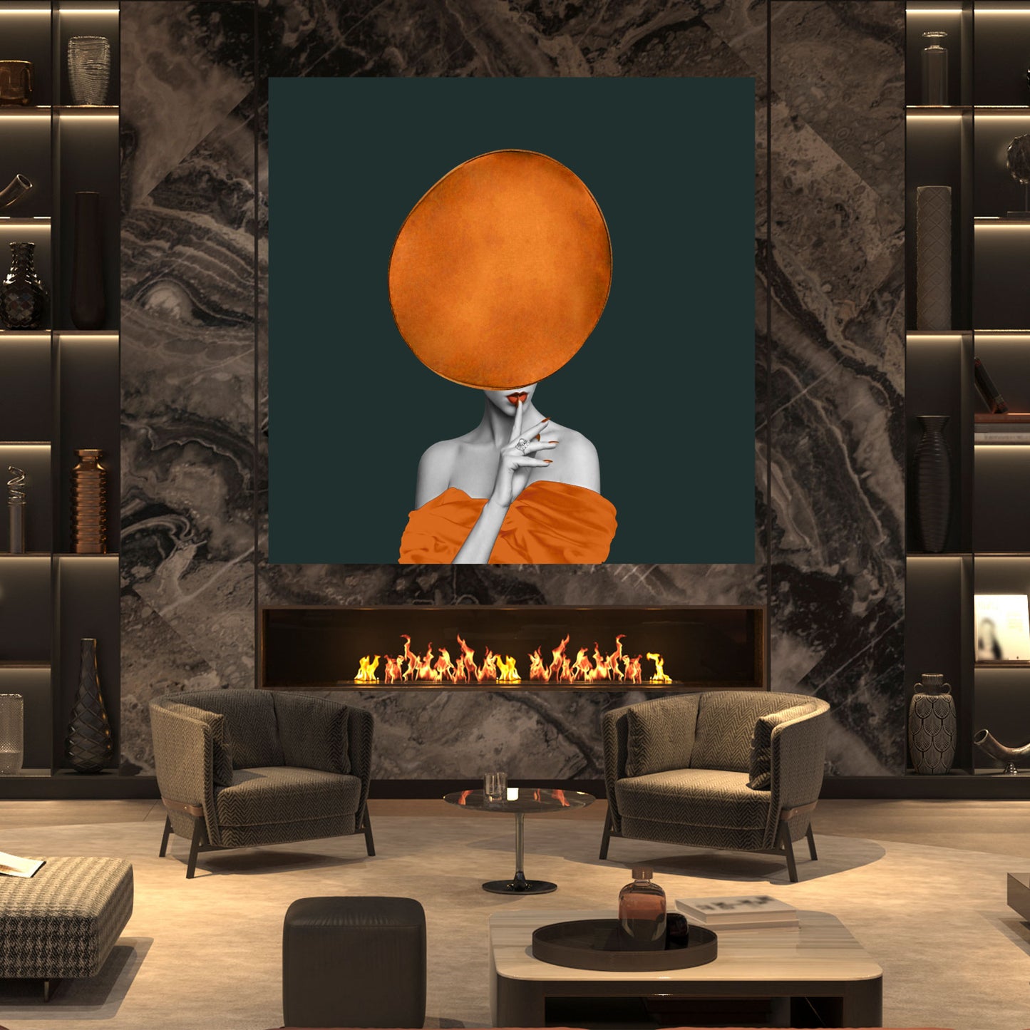 Orange Hat Tempered Glass Wall art 48"x 48"