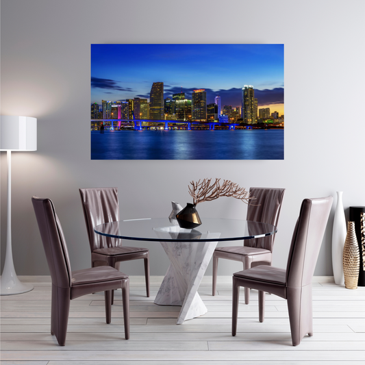 Miami Skyline 3PCs tempered glass wall art