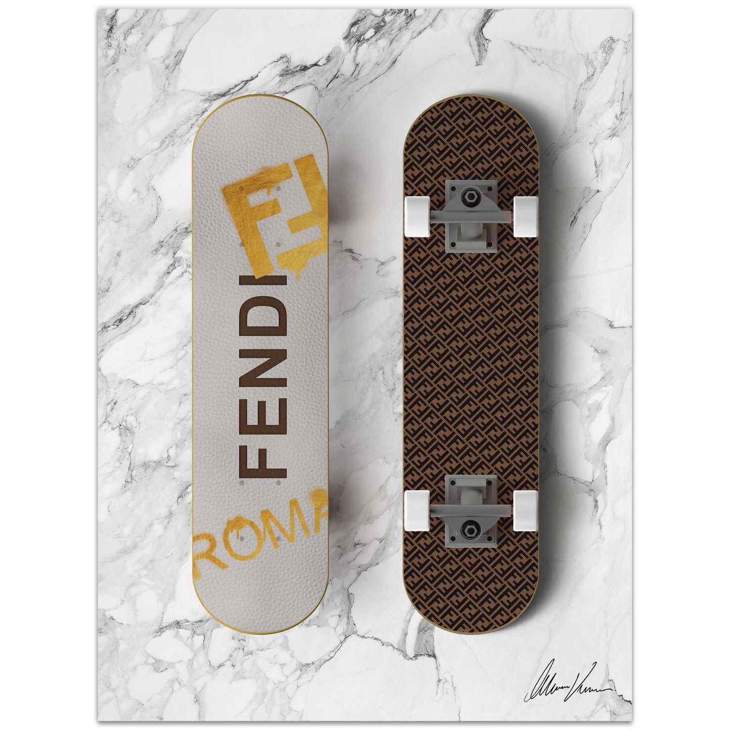 FENDI skateboard tempered glass wall art